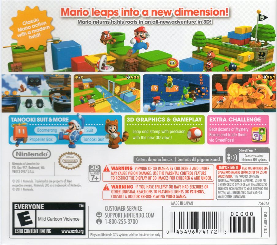 
Super Mario 3D Land | Nintendo 3DS | back cover | Data by MobyGames.com