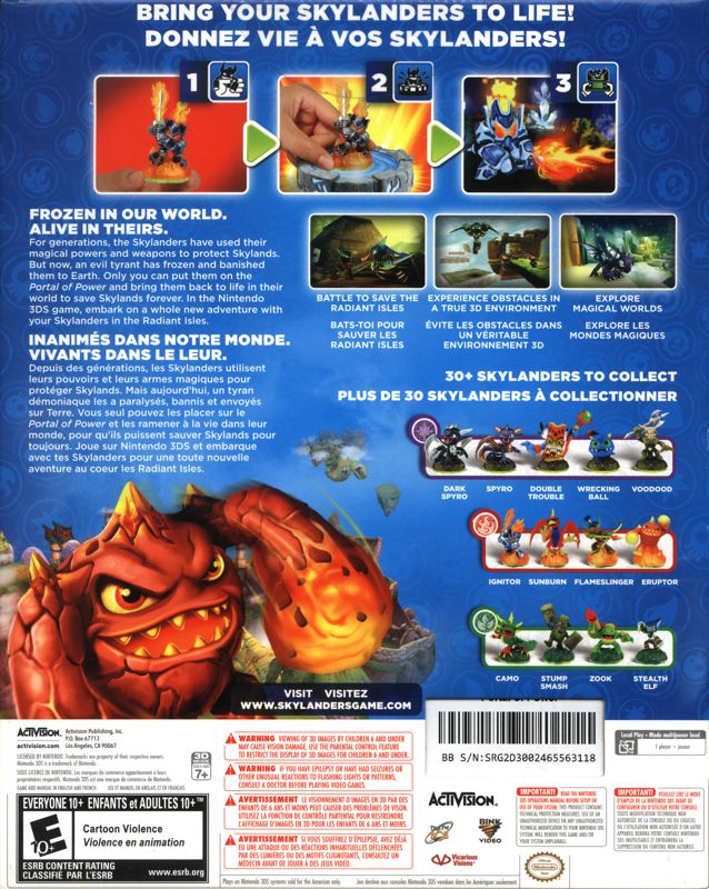 Skylanders: Spyro's Adventure | Nintendo 3DS | back cover | region=North America | source-country=Canada | zypher-v2 | moby-c1b789812e38 | Data by MobyGames.com