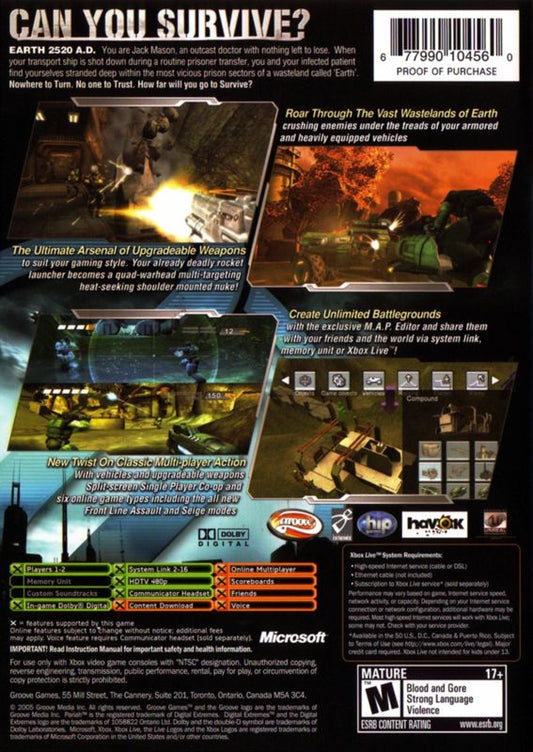 Pariah | Xbox | back cover | region=North America | source-country=United States | zypher-v2 | moby-1dfbb3a7fbd6 | Data by MobyGames.com