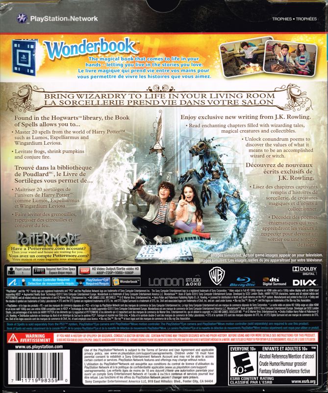 
Wonderbook: Book of Spells | PlayStation 3 | back cover | Region: North America | source-country=Canada | Data by MobyGames.com