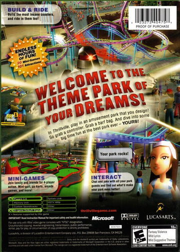 Thrillville | Xbox | back cover | region=North America | source-country=United States | zypher-v2 | moby-38073ac7313c | Data by MobyGames.com