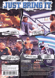 
WWF Smackdown! Just Bring It | PlayStation 2 | back cover | Region: North America | source-country=Canada,United States | Data by MobyGames.com