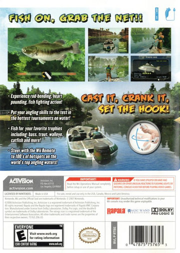 Rapala's Fishing Frenzy | Wii | back cover | region=North America | source-country=United States | zypher-v2 | moby-6df492abd7b0 | Data by MobyGames.com