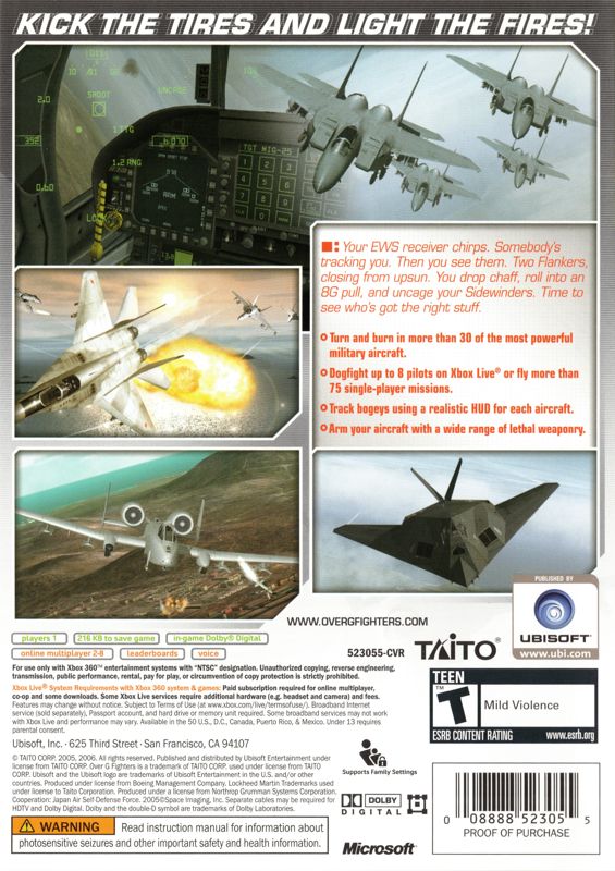 Over G Fighters | Xbox 360 | back cover | region=North America | source-country=Canada,United States | zypher-v2 | moby-b24bd8c197c6 | Data by MobyGames.com