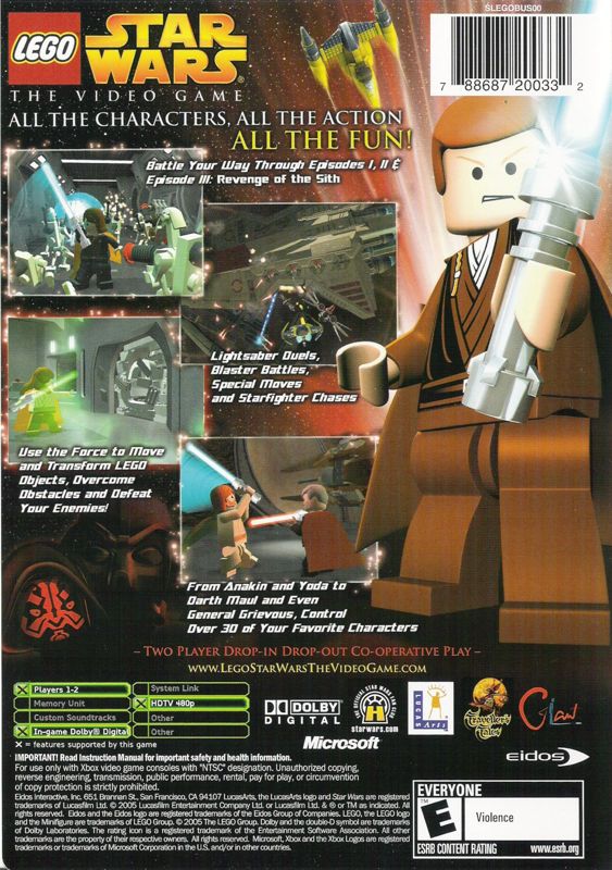 LEGO Star Wars: The Video Game | Xbox | back cover | region=North America | source-country=Canada,United States | zypher-v2 | moby-69919a5625c1 | Data by MobyGames.com