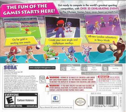 
Mario & Sonic at the London 2012 Olympic Games | Nintendo 3DS | back cover | Data by MobyGames.com