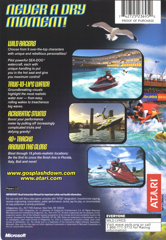 
Splashdown | Xbox | back cover | Data by MobyGames.com