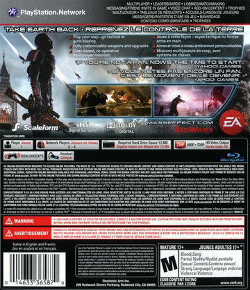 Mass Effect 3 | PlayStation 3 | back cover | region=North America | source-country=Canada | zypher-v2 | moby-9b106039c988 | Data by MobyGames.com