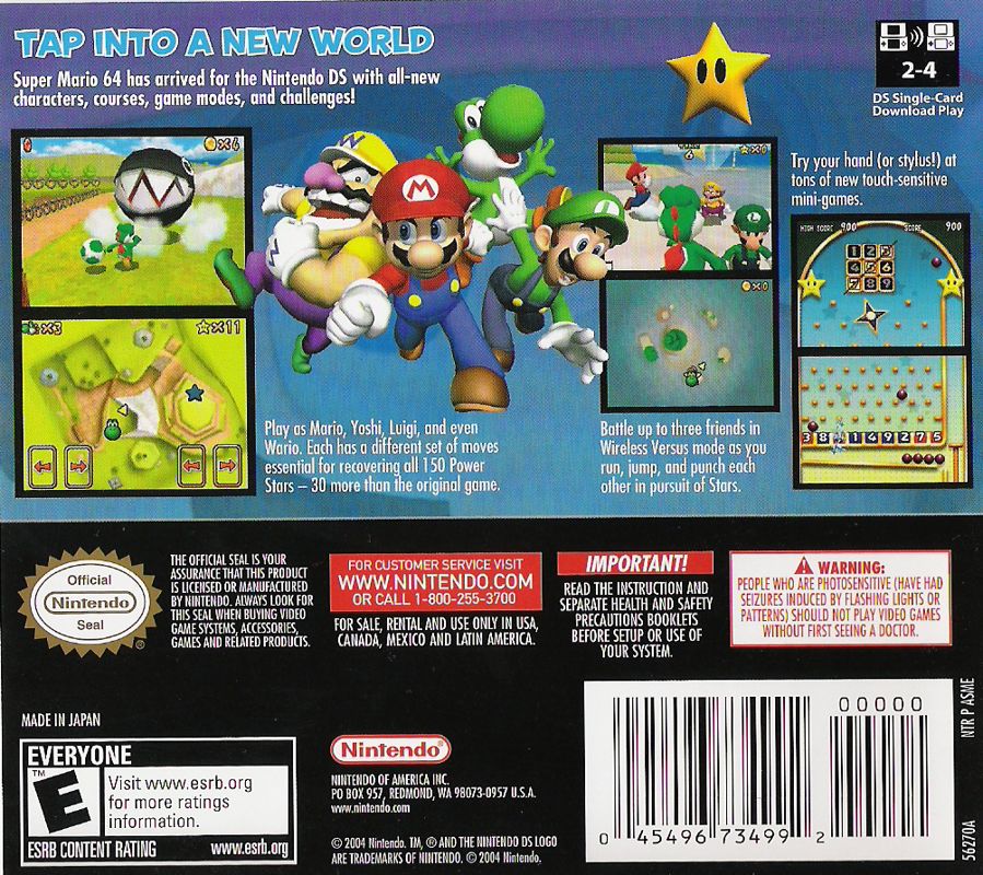 
Super Mario 64 DS | Nintendo DS | back cover | Data by MobyGames.com