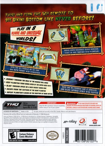 SpongeBob Squarepants: Creature from the Krusty Krab | Wii | back cover | region=North America | source-country=Canada,Mexico,United States | zypher-v2 | moby-3e2abc3b0c51 | Data by MobyGames.com