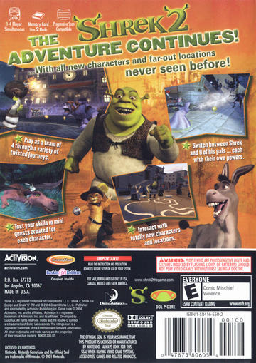 
Shrek 2 | GameCube | back cover | Data by MobyGames.com