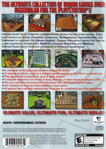 
Ultimate Board Game Collection | PlayStation 2 | back cover | Region: North America | source-country=United States | Data by MobyGames.com