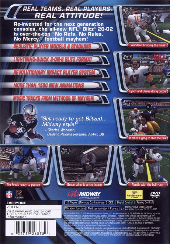 NFL Blitz 20-02 | PlayStation 2 | back cover | region=North America | source-country=United States | zypher-v2 | moby-4ab4ef05e38a | Data by MobyGames.com