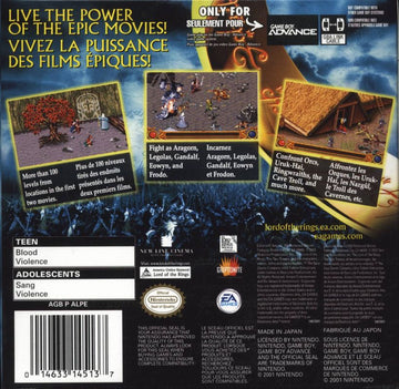 
The Lord of the Rings: The Two Towers | Game Boy Advance | back cover | Data by MobyGames.com
