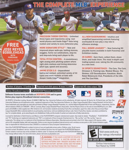 
Major League Baseball 2K8 | PlayStation 3 | back cover | Data by MobyGames.com