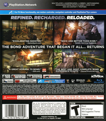 
GoldenEye 007: Reloaded | PlayStation 3 | back cover | Data by MobyGames.com