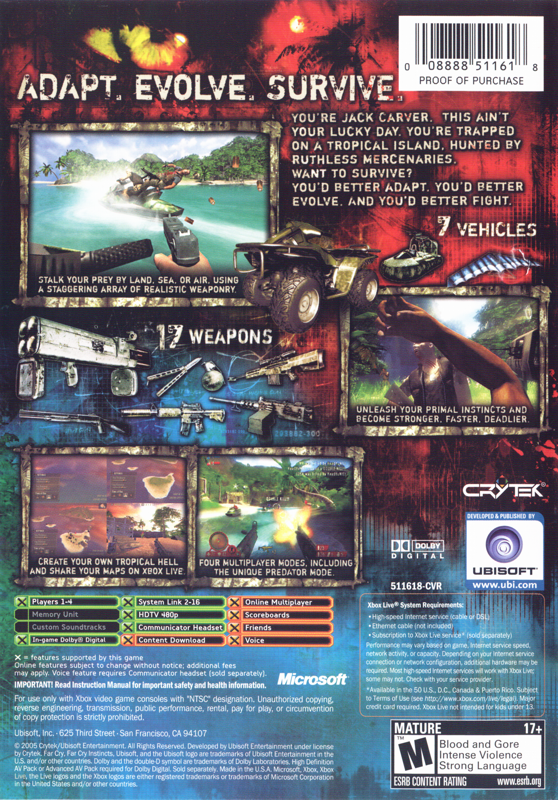 
Far Cry: Instincts | Xbox | back cover | Data by MobyGames.com