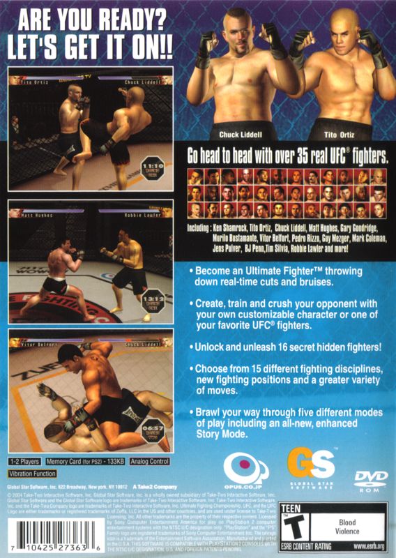
UFC Sudden Impact | PlayStation 2 | back cover | Data by MobyGames.com