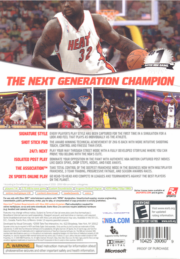 NBA 2K7 | Xbox 360 | back cover | region=North America | source-country=United States | zypher-v2 | moby-ae8d45cf6aca | Data by MobyGames.com