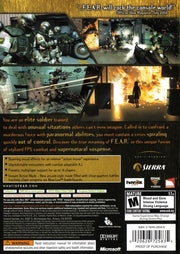 
F.E.A.R.: First Encounter Assault Recon | Xbox 360 | back cover | Data by MobyGames.com