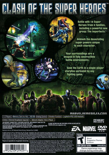 Marvel Nemesis: Rise of the Imperfects | PlayStation 2 | back cover | region=North America | source-country=Canada,United States | zypher-v2 | moby-290c14be5f9f | Data by MobyGames.com