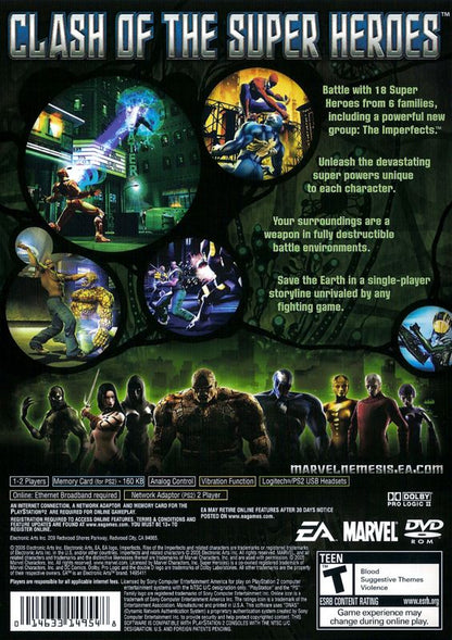 Marvel Nemesis: Rise of the Imperfects | PlayStation 2 | back cover | region=North America | source-country=Canada,United States | zypher-v2 | moby-290c14be5f9f | Data by MobyGames.com
