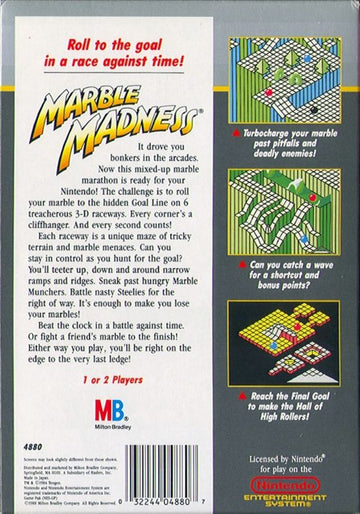 
Marble Madness | NES | back cover | Data by MobyGames.com