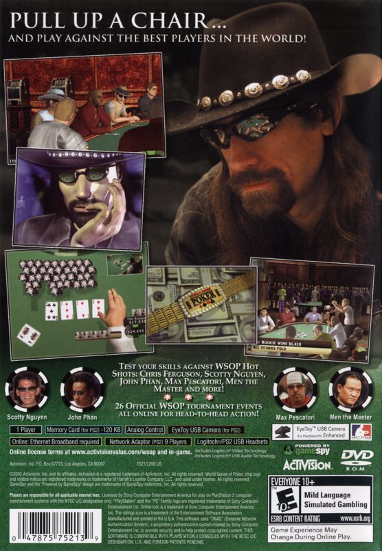 World Series of Poker | PlayStation 2 | back cover | Region: North America | source-country=United States | Data by MobyGames.com