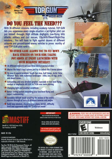 
Top Gun: Combat Zones | GameCube | back cover | Data by MobyGames.com