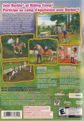 
Barbie Horse Adventures: Riding Camp | PlayStation 2 | back cover | Region: North America | source-country=Canada | Data by MobyGames.com