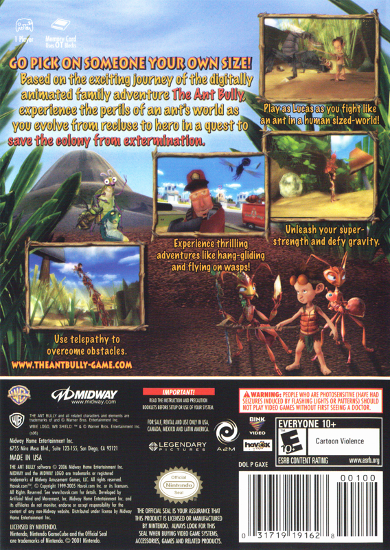 
The Ant Bully | GameCube | back cover | Data by MobyGames.com