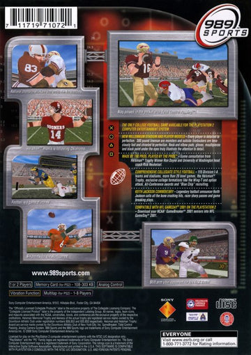 
NCAA GameBreaker 2001 | PlayStation 2 | back cover | Region: North America | source-country=Canada,United States | Data by MobyGames.com