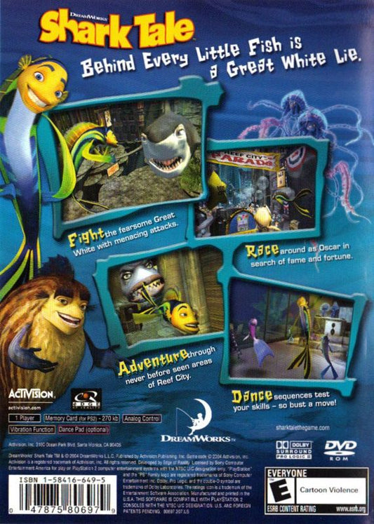 
DreamWorks Shark Tale | PlayStation 2 | back cover | Region: North America | source-country=United States | Data by MobyGames.com