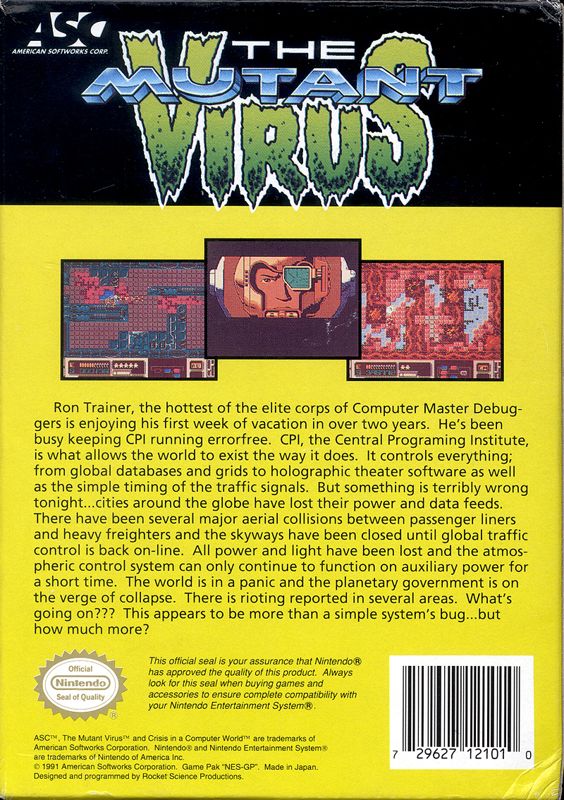 
The Mutant Virus | NES | back cover | Data by MobyGames.com