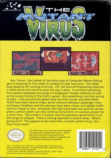 
The Mutant Virus | NES | back cover | Data by MobyGames.com