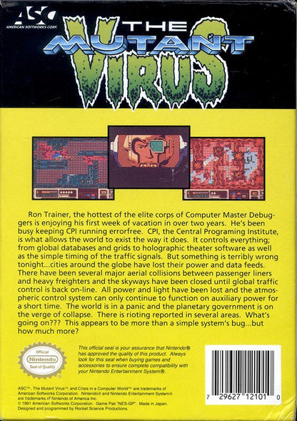 
The Mutant Virus | NES | back cover | Data by MobyGames.com
