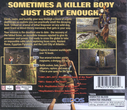 
Tomb Raider | PlayStation | back cover | Region: North America | source-country=United States | Data by MobyGames.com