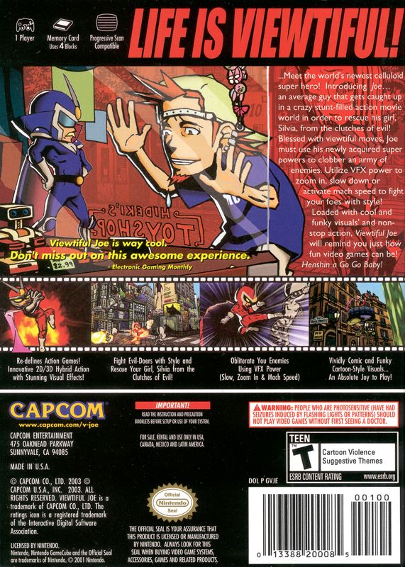 Viewtiful Joe | GameCube | back cover | Data by MobyGames.com