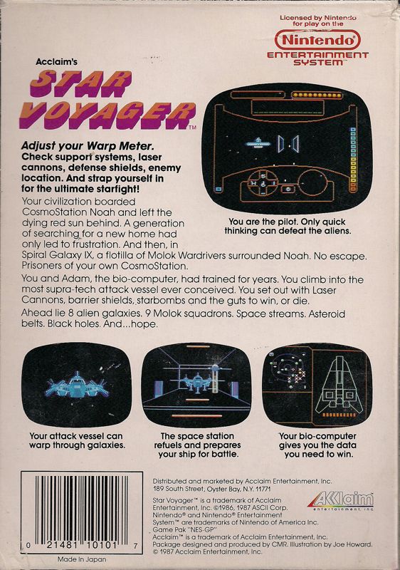 
Star Voyager | NES | back cover | Data by MobyGames.com