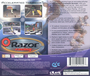 
Razor Racing | PlayStation | back cover | Region: North America | source-country=United States | Data by MobyGames.com