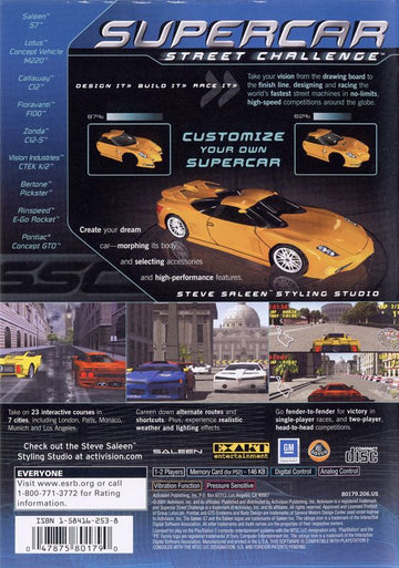 Supercar Street Challenge | PlayStation 2 | back cover | region=North America | source-country=Canada,United States | zypher-v2 | moby-c842965a515f | Data by MobyGames.com