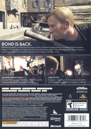 007: Quantum of Solace | Xbox 360 | back cover | region=North America | source-country=United States | zypher-v2 | moby-e601341aebb5 | Data by MobyGames.com