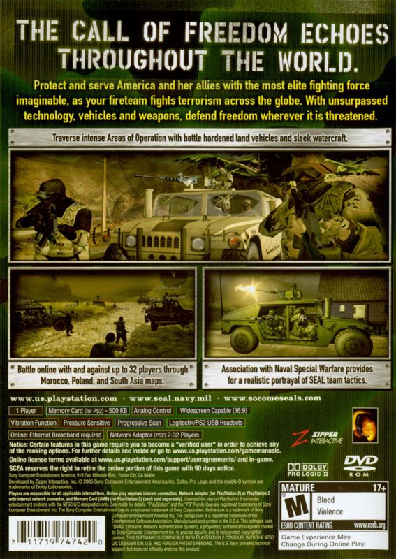 SOCOM 3: U.S. Navy SEALs | PlayStation 2 | back cover | region=North America | source-country=Canada,United States | zypher-v2 | moby-2fc901c9f61f | Data by MobyGames.com
