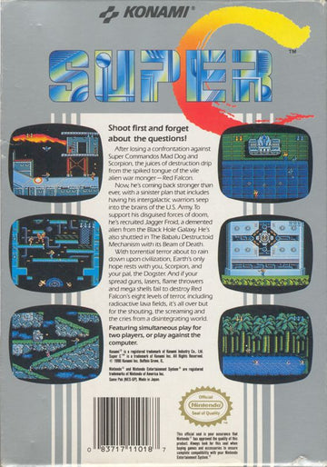 
Super Contra | NES | back cover | Data by MobyGames.com