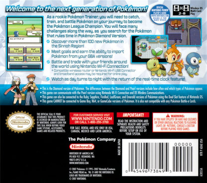 
Pokémon Diamond Version | Nintendo DS | back cover | Data by MobyGames.com