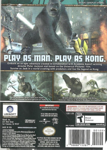 
Peter Jackson's King Kong: The Official Game of the Movie | GameCube | back cover | Data by MobyGames.com