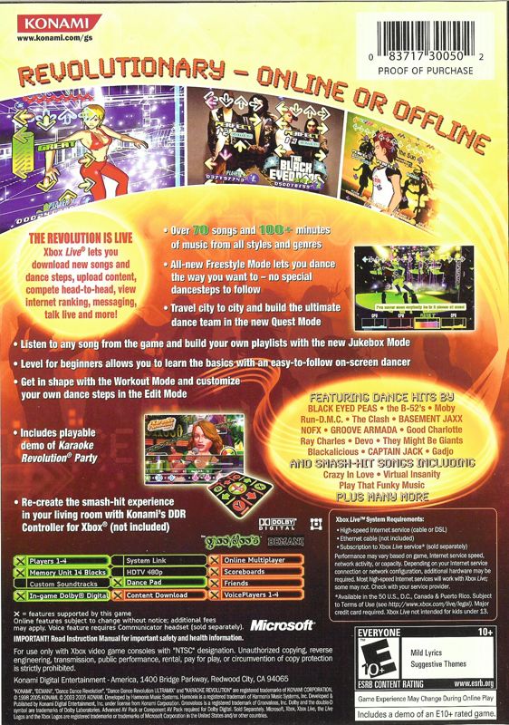 
Dance Dance Revolution: Ultramix 3 | Xbox | back cover | Data by MobyGames.com