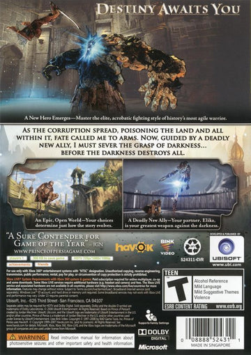 Prince of Persia | Xbox 360 | back cover | region=North America | source-country=United States | zypher-v2 | moby-3a8814e6b56e | Data by MobyGames.com