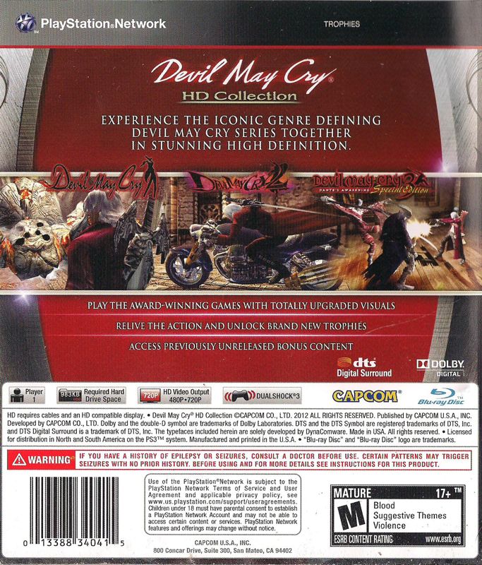 
Devil May Cry: HD Collection | PlayStation 3 | back cover | Data by MobyGames.com