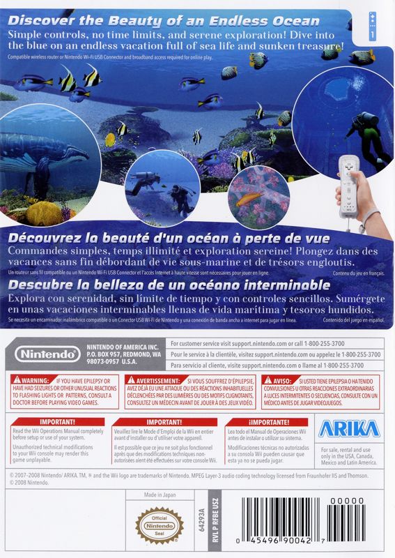 
Endless Ocean | Wii | back cover | Data by MobyGames.com